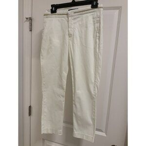 Jean St.Tropez France Pant SIze 4 Straight Cropped Cream Chain Accent At Waist